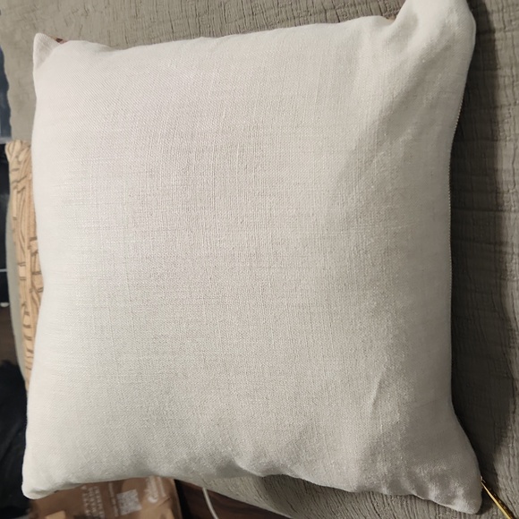 Ecru Maze Kuba Cloth Outdoor Pillow 18 by 18 - Picture 3 of 4